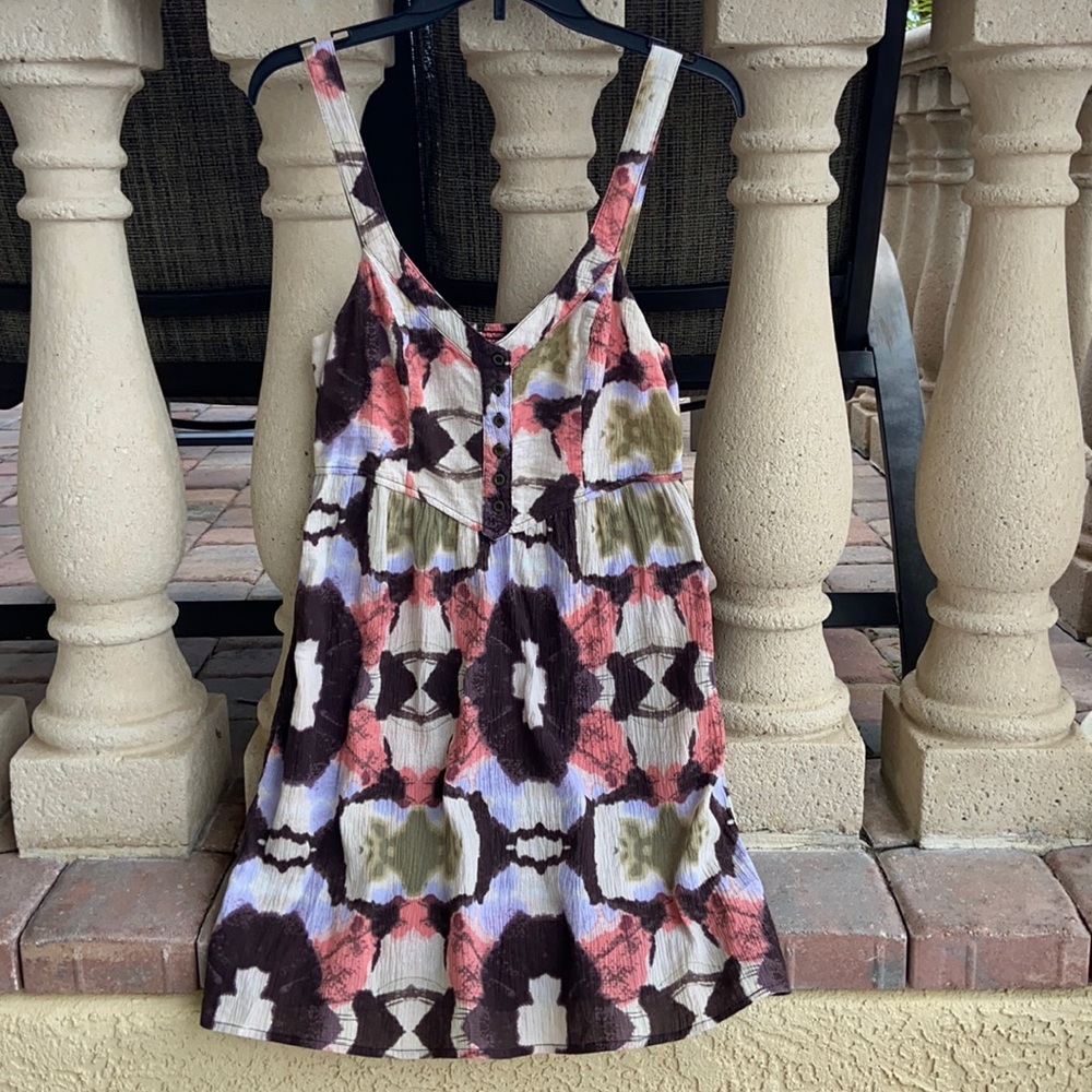Anthropologie Multicolor Floral Tie-Dye Mini Dress